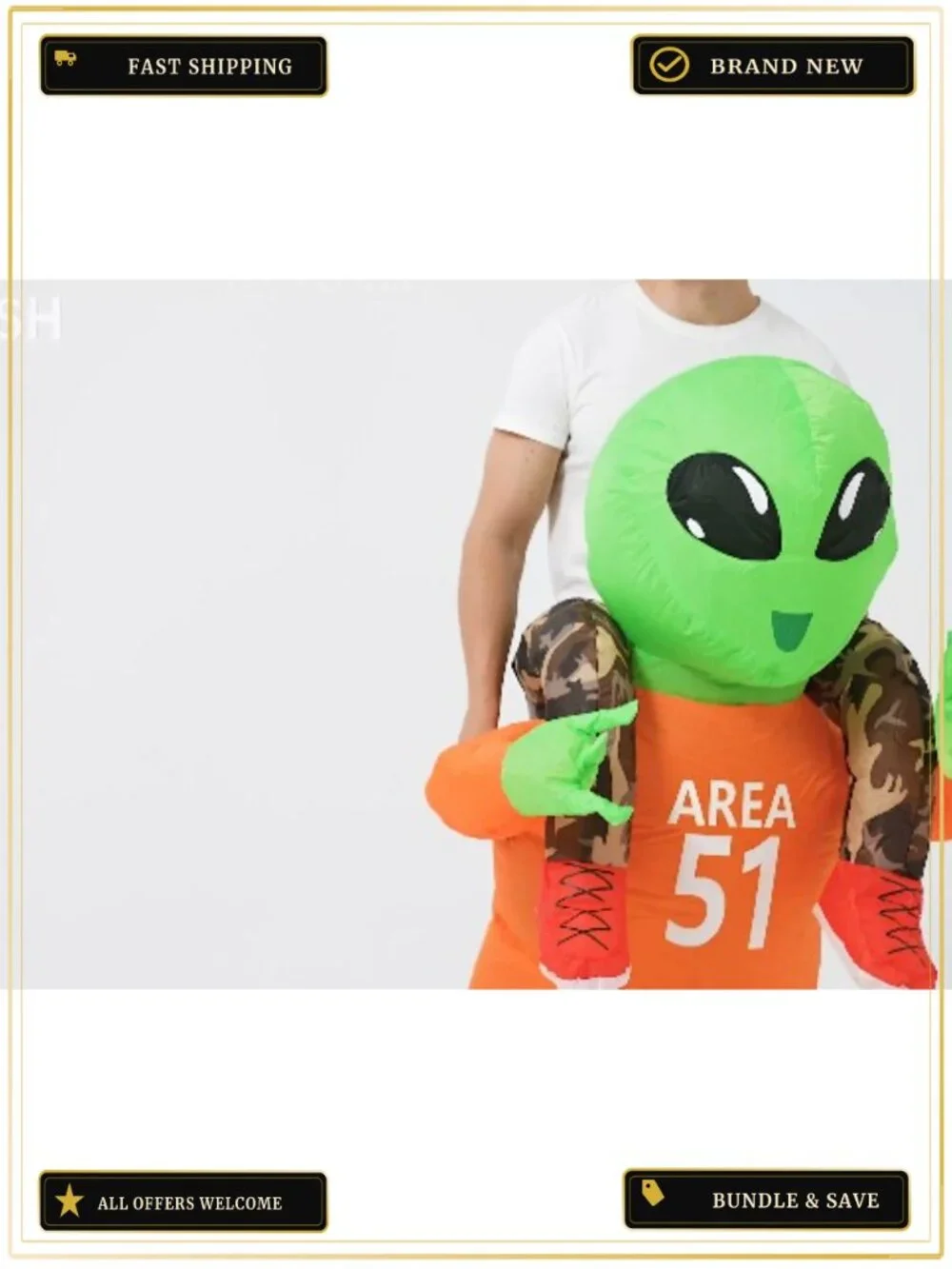 GOOSH Inflatable Alien Costume Blow Up Halloween Cosplay Suit